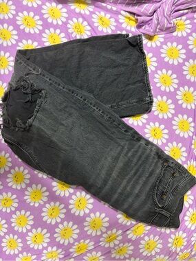 American Eagle Outfitters Gray Washed Denim Overalls
